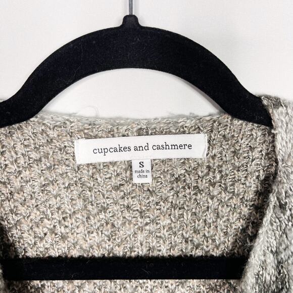Cupcakes and Cashmere S Gray Kline Tonal Leopard Cardigan Sweater Bell Sleeve - Picture 8 of 11